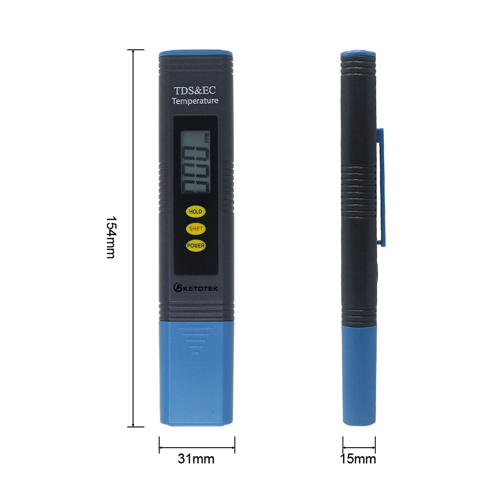 Ketotek Digital PH Meter Thermometer ATC TDS&EC Temperature Tester Celsius Fahrenheit degrees for Aquarium Pool Wine Urine Water ph meter water quality tester