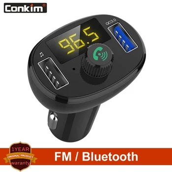 

Conkim Car FM Transmitter Bluetooth Car Kit Handsfree Wireless Bluetooth Stereo A2DP MP3 Audio Music Player QC3.0 Quick Charge