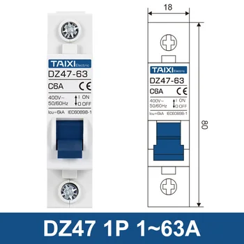 AC110V 220V 400V Mini disyuntor 1P 2P 3P 4P 3A 6A 10A 16A 20A 32A 40A 50A 63A 80A 100A 125A MCB DZ47 interruptor de aire CE CB 2