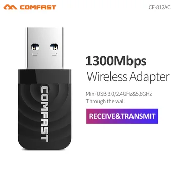 Günstig 100 Stücke 1300Mbps Dual Band 2,4G & 5,8G Mini Netzwerk Karte Wifi Adapter Wireless AC Unterstützung Windows XP/Vista/7/8/10 Mac OS