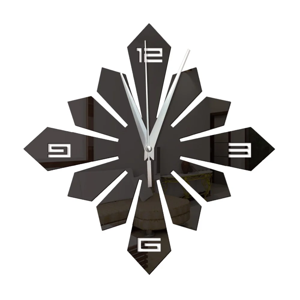 Wall Hanging Clock Modern Household Kitchen Room Decor Acrylic Arrow Mirror Hollow Gift Numeral without Battery | Дом и сад