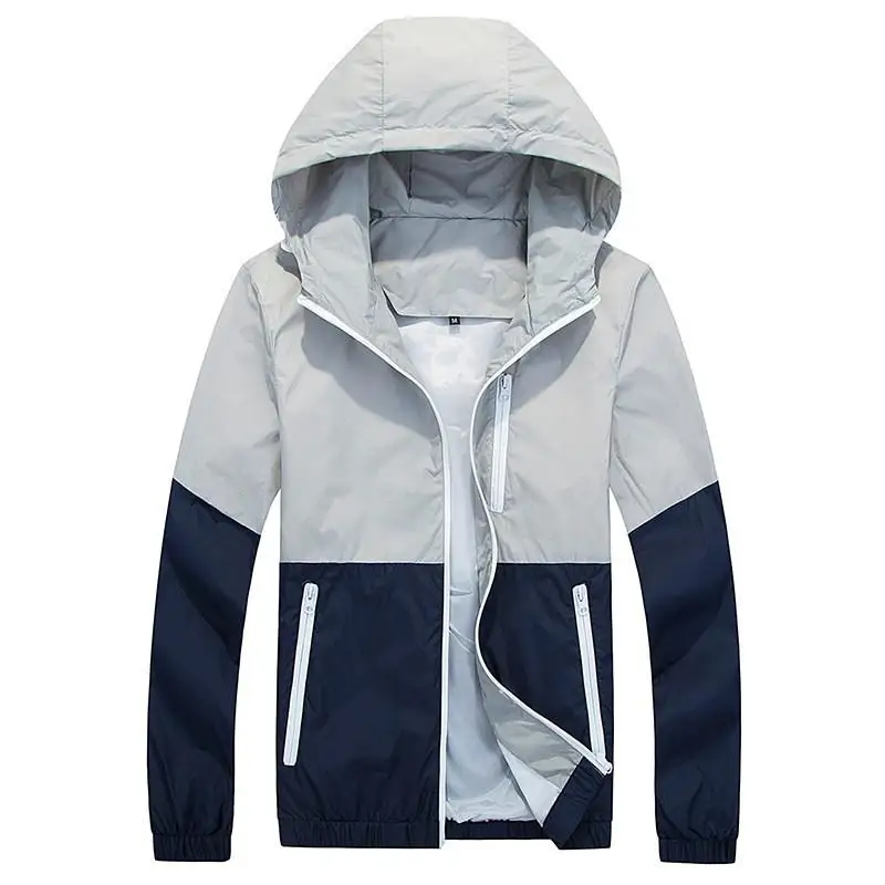 Men Jacket Trench Coat Autumn Fashion Jacket Hooded Casual Jacket Thin Section Windbreaker Men Jacket Sun Protect Sun Protection