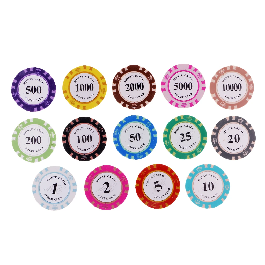 14pcs Poker Chips Gaming Board Game Casino Supplies Texas Hold'em Game Adult Party Games with Denominations