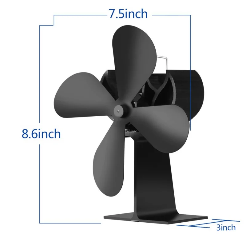 Черный 4 лопасти вентилятор для печи, работающий от тепловой энергии бревна деревянная горелка Ecofan Тихий Домашний Вентилятор для камина эффективное распределение тепла