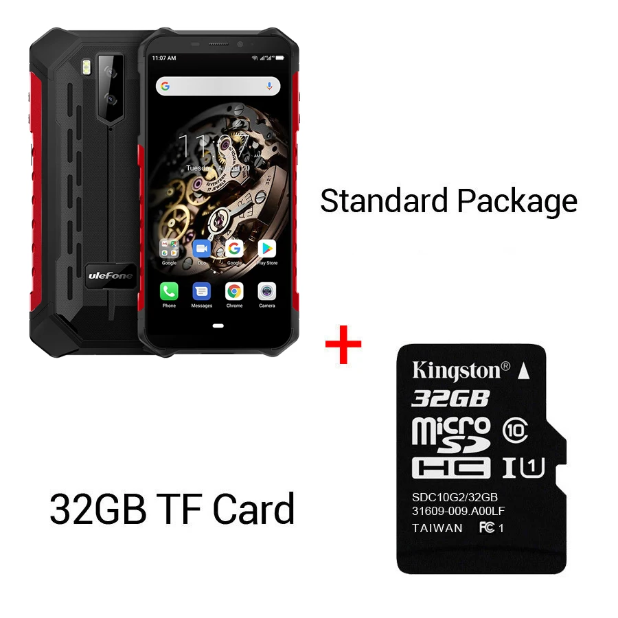 Ulefone Броня X5 ip68 прочный смартфон Android 9,0 ударопрочный телефон Superbattery сотовый телефон 3+ 32G разблокированный мобильный телефон - Цвет: Red N 32GB Card