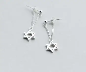 

david Real. 925-STERLING-SILVER of star tassel Dangle Earrings long GTLE1078