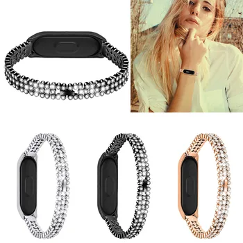 

40# Replacement Diamonds Stainless Steel Watch Band Bracelet For Xiaomi Mi Band 4 Smartwatch Accessories For Young People
