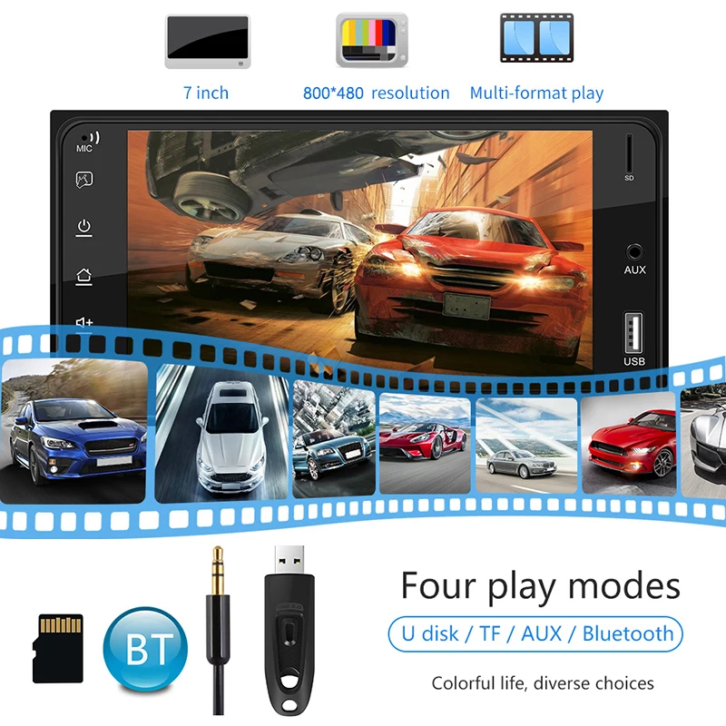 2 Din " Corolla Автомагнитола MP5 Player Зеркальное соединение Bluetooth A2DP Громкая связь USB TF Управление рулевого колеса Головное устройство ISO PHYEE TC7