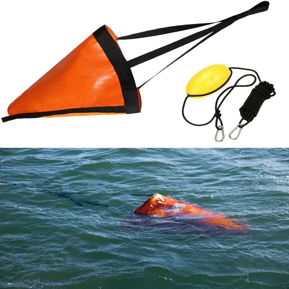 24" PVC Sea Anchor Drogue Drift Sock for 14-16ft Boat 30ft Kayak Tow Rope 