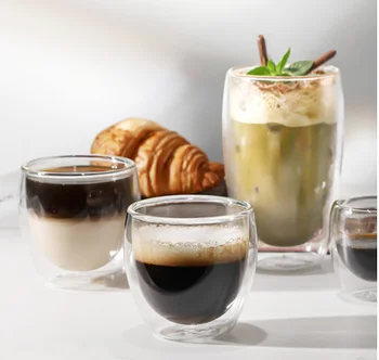 

Coffee mug Cup Cute egg-shaped skull double-layer Glass,80/150/250/350/450ml, milk, juice, wine,birthday gifts, wedding cups