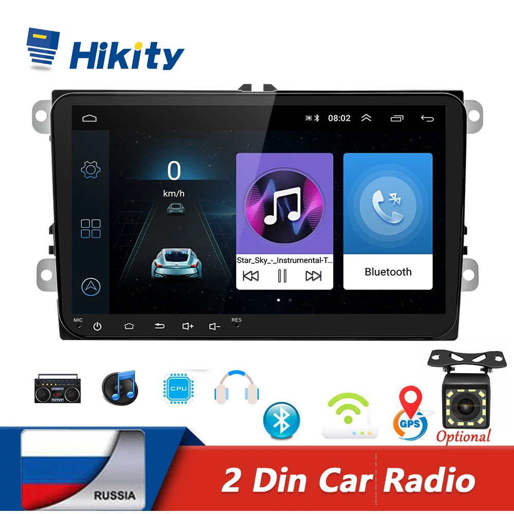 Hikity 2 din Автомобильный Радио GPS Авторадио Стерео мультимедийный плеер 9 'ɺndroid