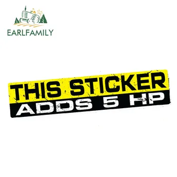 

EARLFAMILY 15cm x 3cm THIS STICKER ADDS 5 HP Funny Car Bumper Window JDM Vinyl Decal Truck Car Styling Graphics