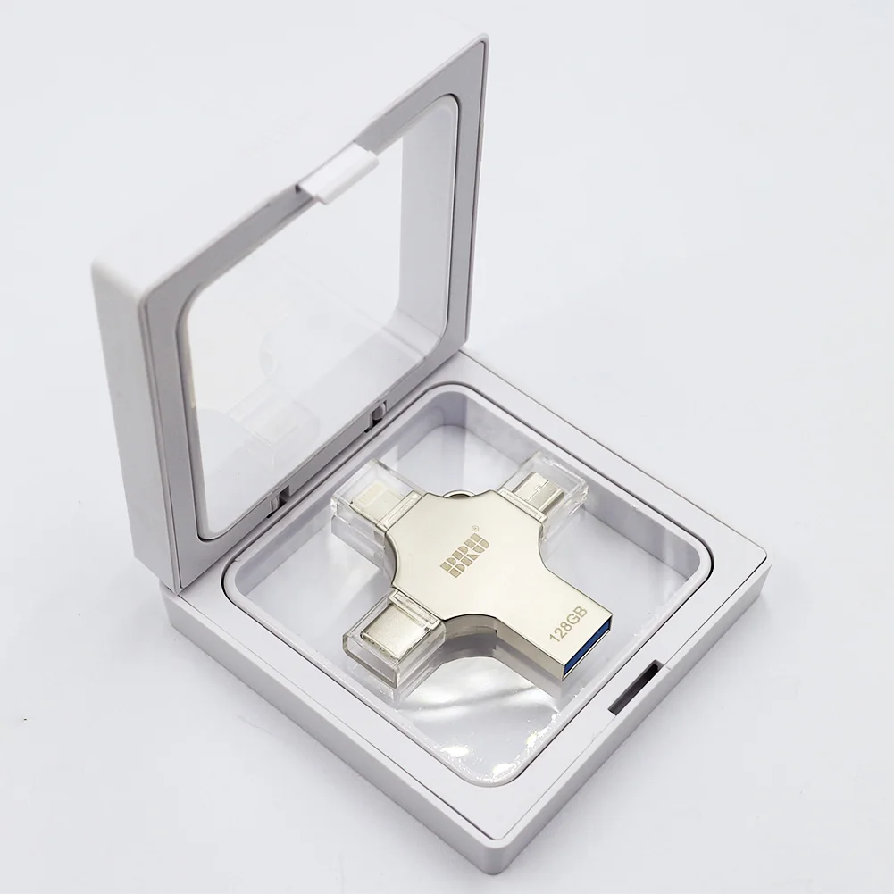 Bru 4 в 1 флешка Otg флэшка Usb флеш-накопитель 3,0 type-c для Iphone ipad Android Smart Phone Tablet PC 16g 32g 64g 128g 256gb флешки - Цвет: Gift Package