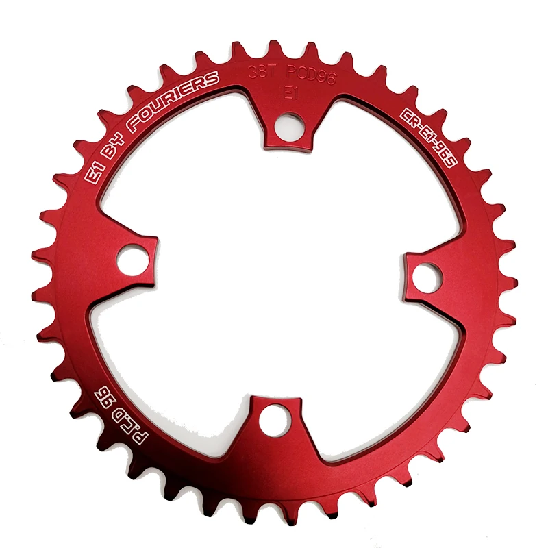 Fouriers CR-E1-96S MTB Велосипедное одноцепное кольцо BCD 96 мм для SHIMANO 32T до 48T шоссейные велосипедные цепные колеса - Цвет: 38T Red