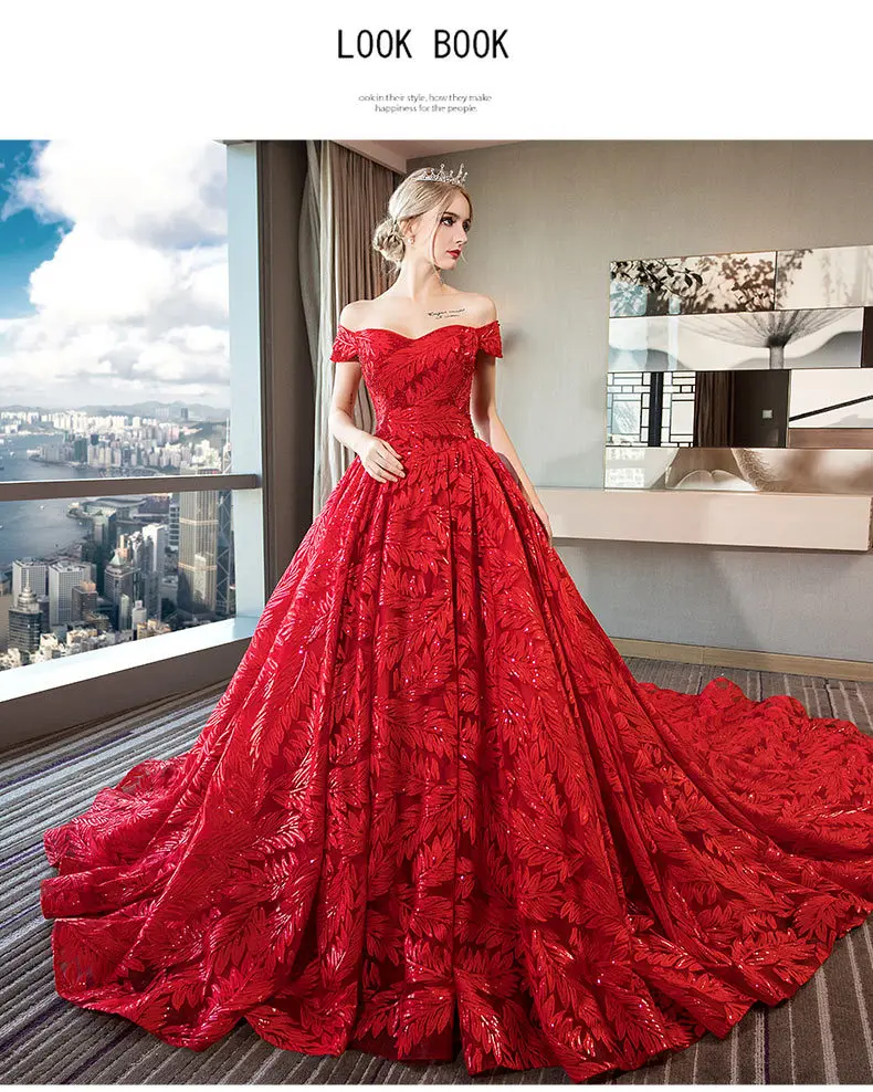 Elegant Off-shoulder Bohemian Noble clothing Custom Made Soft Tulle Lace Bridal Gown Vestidos Plus size Holiday clothing