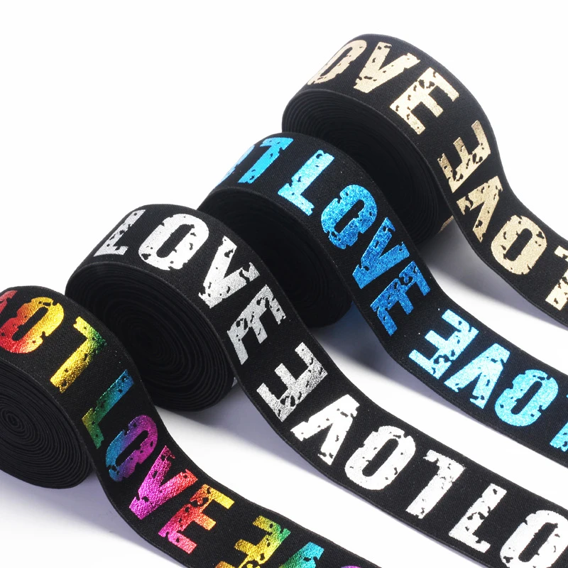 2/3/4cm banda elástica de impresión de amor correas goma diseño clásico carta de amor cinturón elástico ropa pantalones suministros de costura