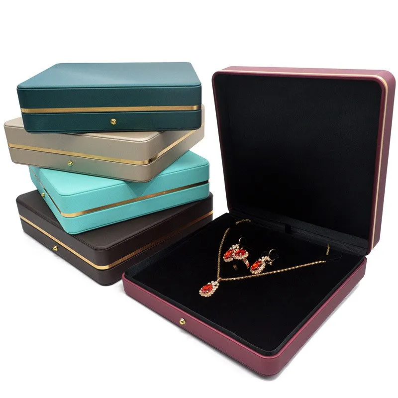 

High Quality Large Leather Jewelry Set Box Jewellery Gift Box Pair Ring Earrings Necklace Storage Box Organizer Container