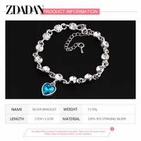 ZDADAN 925 Sterling Silver Charm Sapphire Heart Bracelet Chain For Women Fashion Engagement Party Jewelry Gift 5