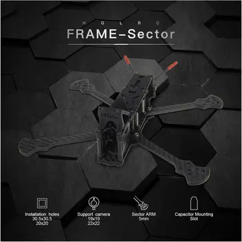 

HGLRC Sector Freestyle Wheelbase 226/260/296mm Arm 5mm 3K Carbon Fiber Frame Kit For RC Drone FPV Racing