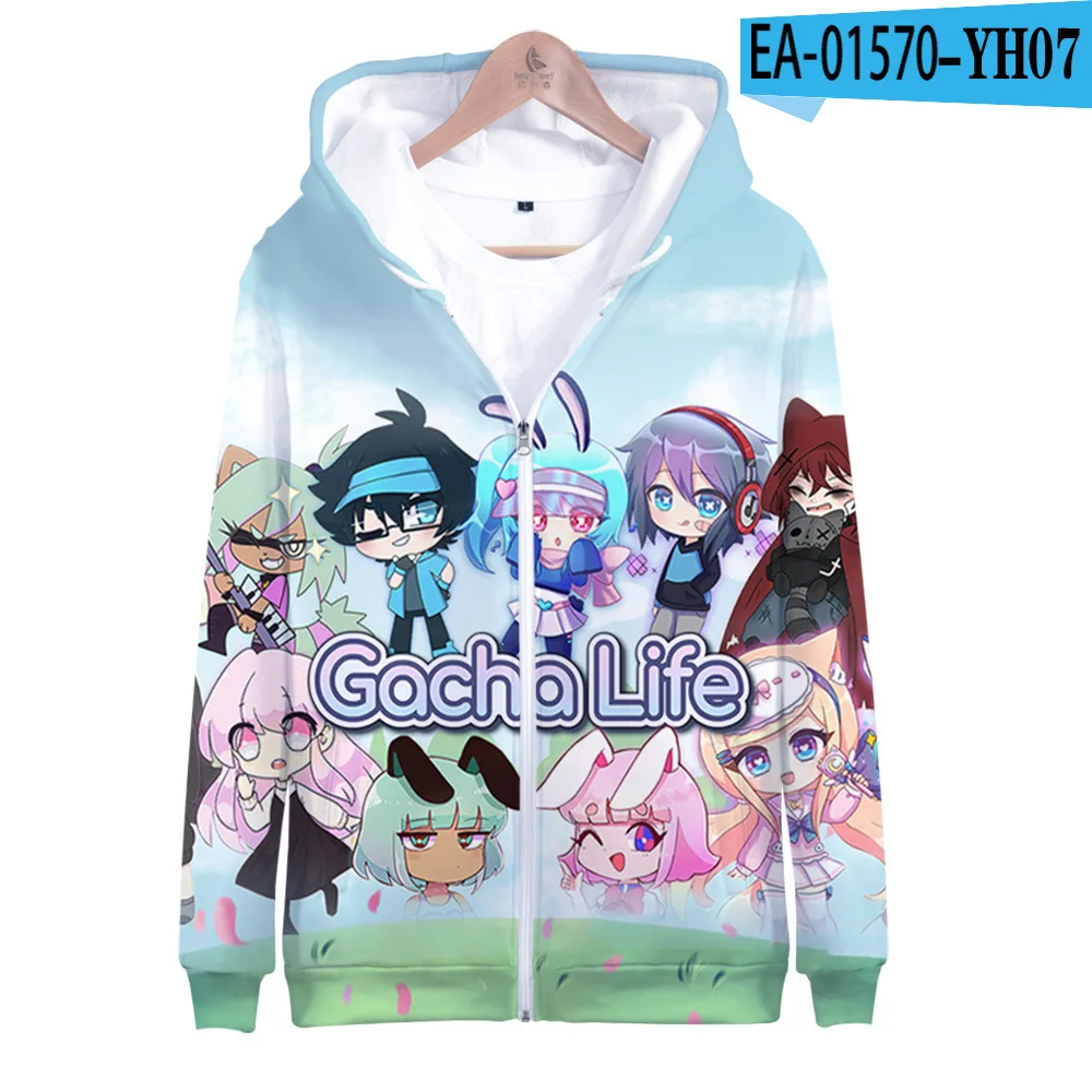 Gacha Life-Sudadera con capucha y cremallera para hombre y mujer, prenda deportiva masculina con estampado 3D, chaqueta con capucha y personalidad, 2021
