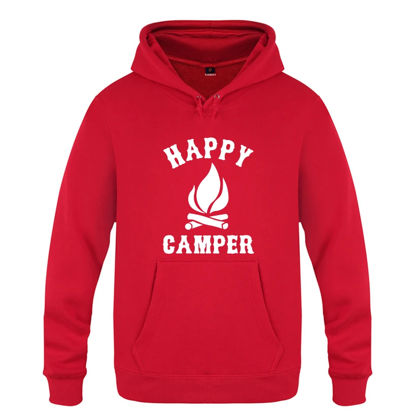 

Camping Happy Camper Funny Creative Hoodies Men 2018 Men's Pullover Fleece Hooded Sweatshirts