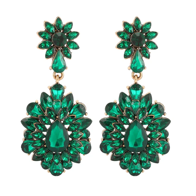 Ztech New Green Series Set Earrings Designer Jewelry Crystal Tassel Za Accessories Handmake Statement Bijoux Pendientes Brincos E1556
