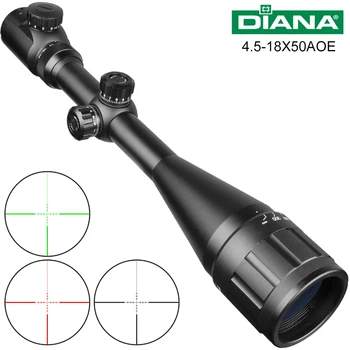 

DIANA AOE 4.5-18X50 Riflescope Adjustable Green Red Dot Cross Sight Hunting Scope Light Reticle Optical Tactical Scopes