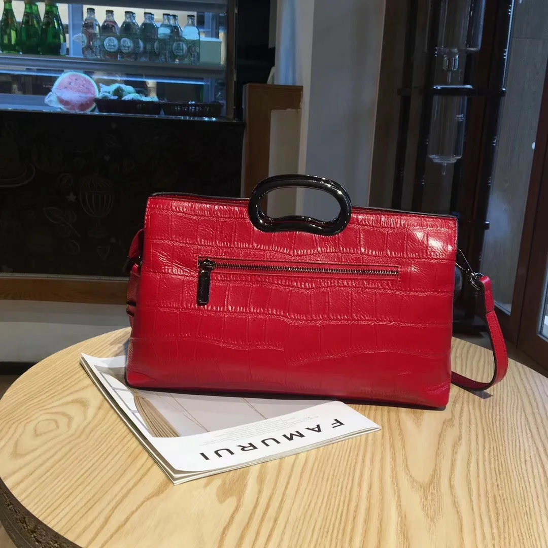 

Genuine Leather Clutch Bag Women's 2019 New Style Large Capacity Handbag Fashion Western Style Crossbody Bag Textured WOMEN'S Ha