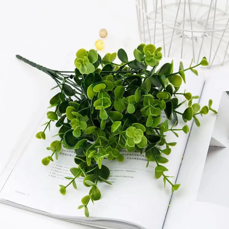 Artificial Plant Eucalyptus Leaves Plastic Green Plants Fake Eucalyptus Leaves DIY Home Wedding Forest Style Decorations