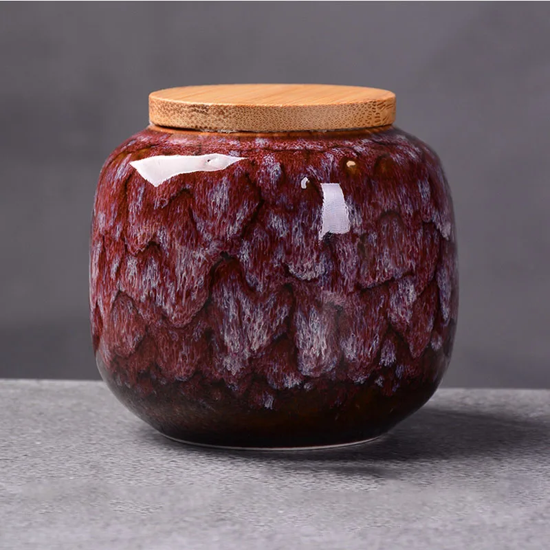 rogue red carmine 220ml Chinese Style Ceramic Storage Bottle Jar Colorful Tea Caddies Containers Kitchen Portable Travel Candy Coffee Snacks Jar - Цвет: rogue red carmine