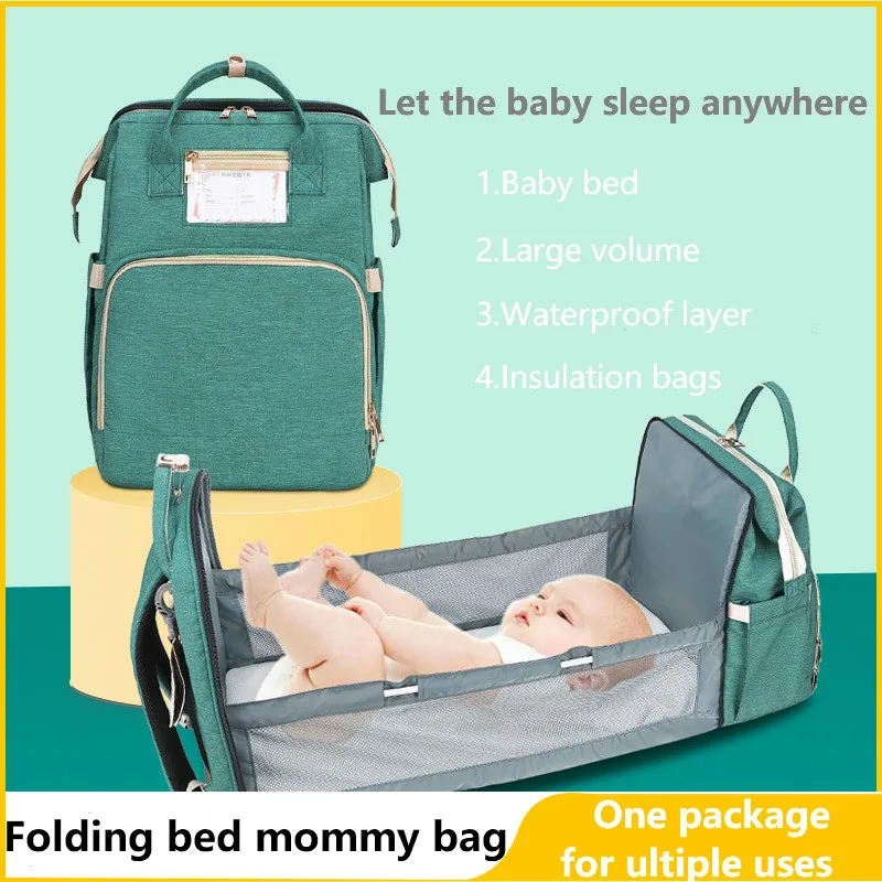 

New Portable Folding Crib Mommy Bag Multifunctional Large Capacity Mother and Baby Bag Portable Shoulder Mommy Bag Bag Baby