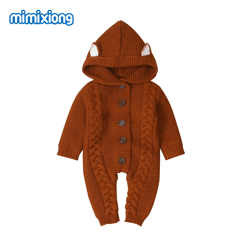 Baby Rompers Knitted Clothes Bunny Cartoon Newborn Girl Boys Jumpsuits Outfits Long Sleeves Toddler Infantil Kids Overalls 0-18M