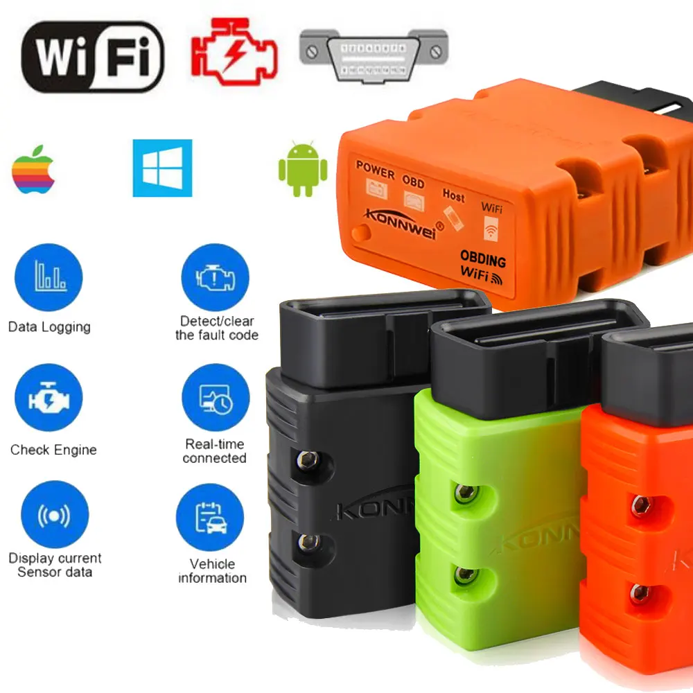 

KONNWEI ELM327 WIFI V1.5 PIC25K80 KW902 Autoscanner ELM 327 WIFI Support IOS for IPhone IPad and Android PC EML327 Full Protocol