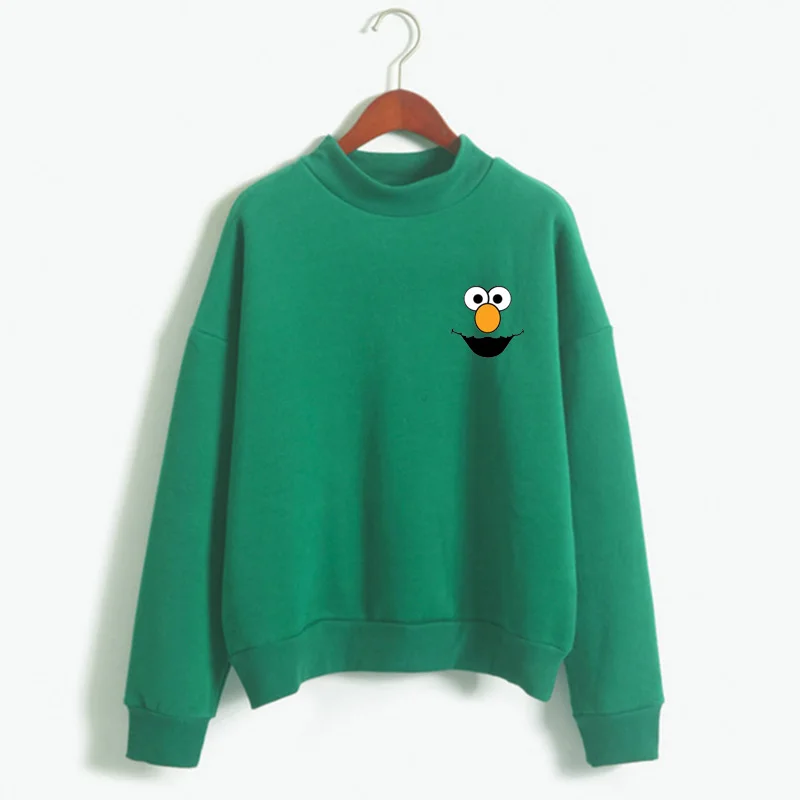 sweatshirt green Elmo, Печенья Монстр, Гровер и Оскар все Сезам улица саутсайд Serp kpop толстовки sudadera mujer Толстовка kpop - Цвет: sweatshirt green