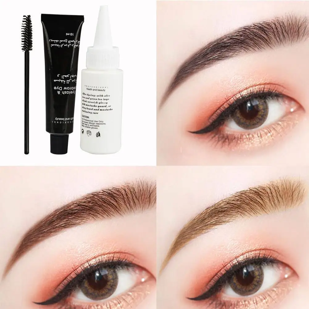 1 Set Eyebrow Dye Kit Eyelashes Cream Professional Plant Natural Color Brown Easy Gel Tint Brow Black O9V7 | Красота и здоровье