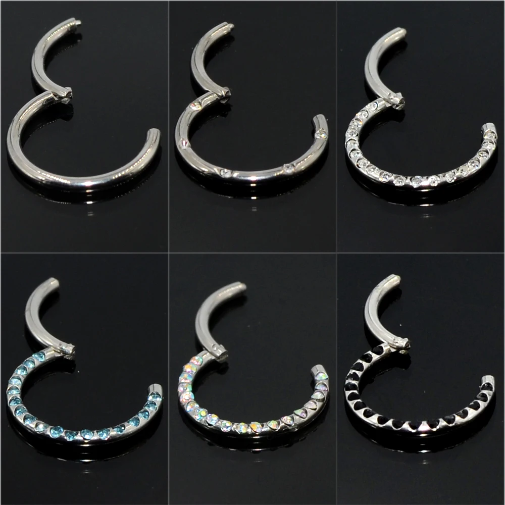 1 шт. Нержавеющая сталь& Титан пирсинг для носовой перегородки CZ жемчужный нос кольцо круглая серьга для губы ухо траг спиральный для хряща серьги для пирсинга