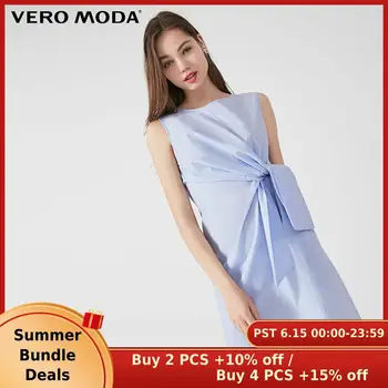 

Vero Moda Women's OL 100% Cotton Lace-up Sleeveless Round Neckline Dress | 31927A579