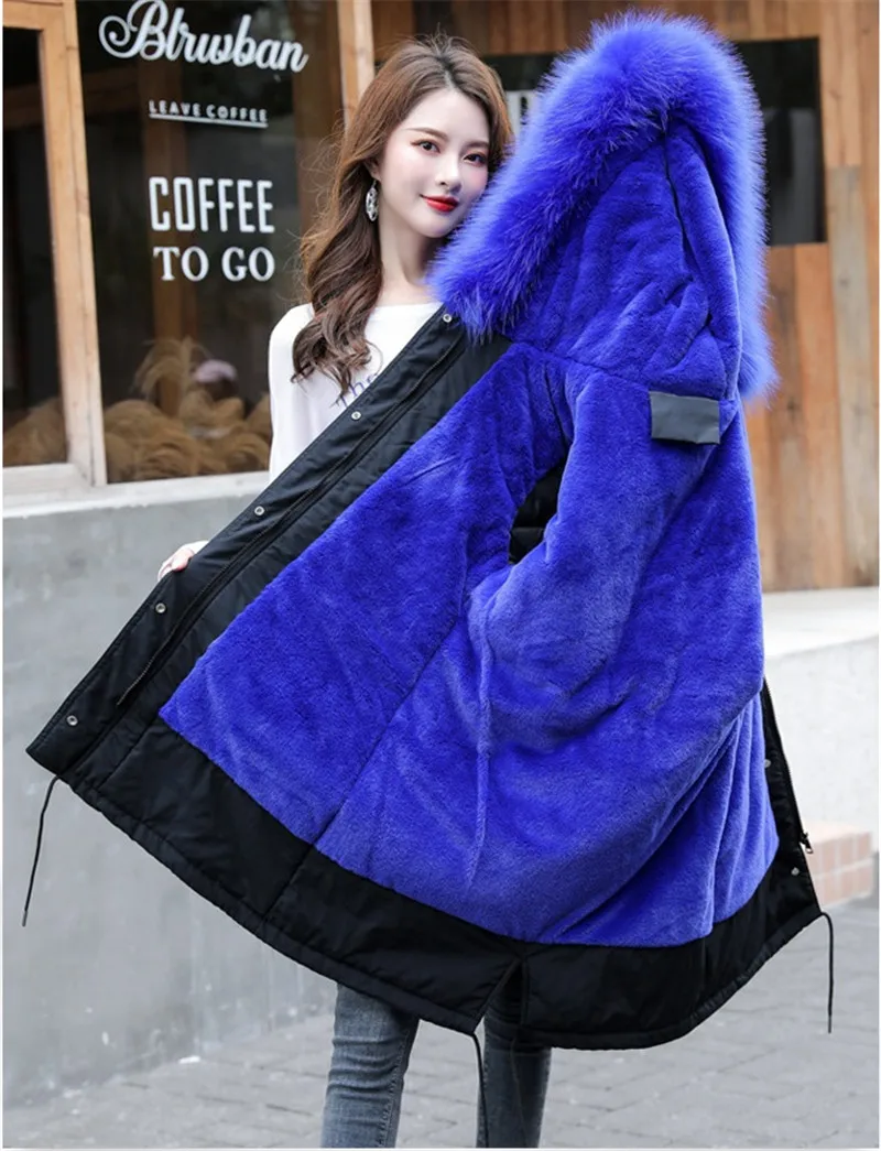 Новая женская парка длинное пальто зимнее теплое бархатное утепленное пальто из искусственного меха Парка женская плюс размер 5XL 6XL зимняя куртка с капюшоном верхняя одежда