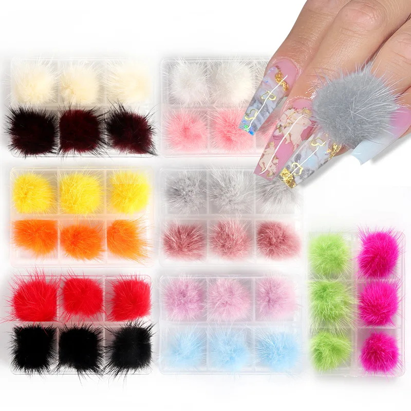 

Soft Nail Poms Pluizige Pluche Bal Nagel Charmes Pom Bont Ballen Afneembare Magnetische Acryl Tips Sieraden Decor Ornament Tool