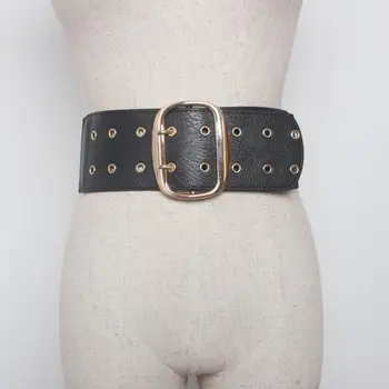 

Big alloy gold buckle girdle female adornment coat wide match skirt contracted joker fashion elastic waist seal dress waistbband