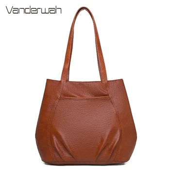 

Luxury Bags Women Casual Tote for Girls Vintage Designer Bag Solid Women Bags Soft Shopping Packet Soft PU Leather Tote Bag Lady