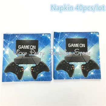 

40pcs/lot Blue Game on Party Disposable Paper Napkin Game Party Kids Bithday Baby Shower Napkin Party Tableware Supplies