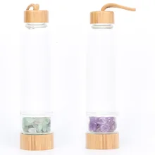 Soffe натуральный хрусталь камень стеклянная бутылка для воды 450 мл портативный креативный Деревянный чехол лечение здоровья непосредственно бутылки для воды