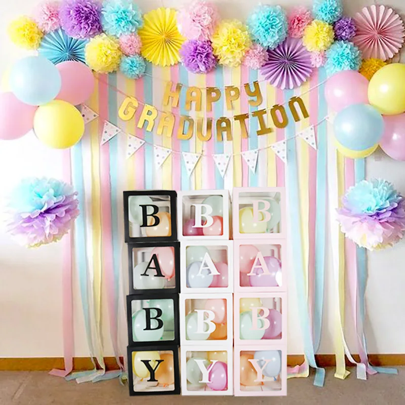 Детский душ 4 шт. прозрачная коробка шар 1-й День рождения Babyshower вечерние украшения Свадебный декор любовь ребенок Подарочная коробка поставки