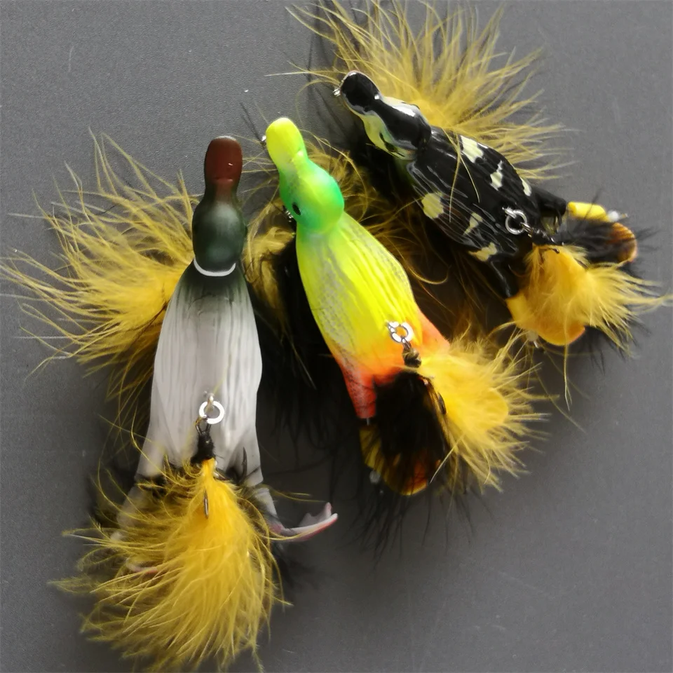 Topwater Duck Fishing Lure - 4.75" Realistic Baby Duckling Bait With  Feather Tail For Bass, Pike, Musky