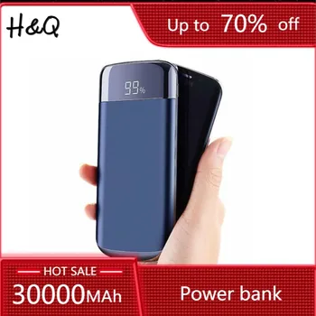 電源銀行30000mah 2 usb外部バッテリーled powerbankポータブル携帯電話の充電器電話