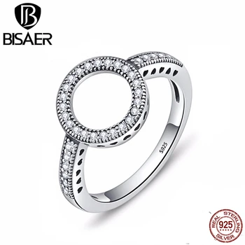 

Real 925 Sterling Silver Ring Clear Cubic Zircon Forever Round Circle Finger Rings for Women Wedding Engagement Jewelry GXR041