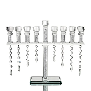 

H&D 9 Light Vintage Candelabra With Hanging Crystal Drops Handmade Candle Holder Collection Home Wedding Centerpiece Gift