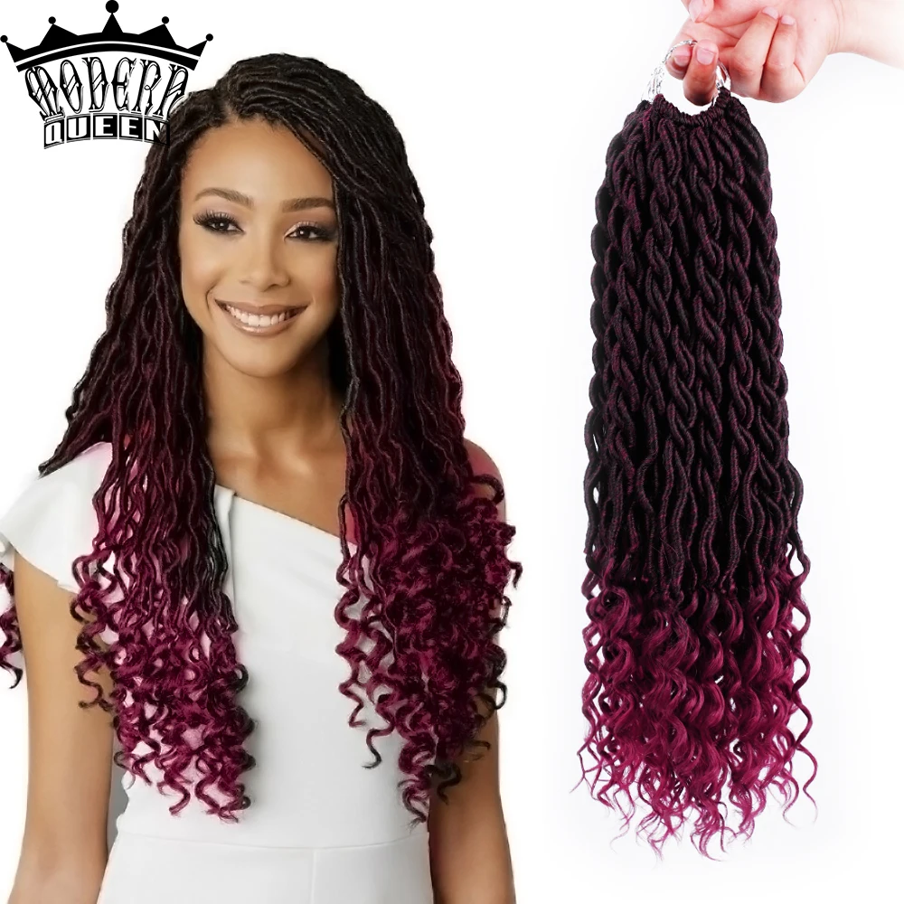 18 Inch Faux Locs Curly Crochet Braids Hair Bohemian Ombre Faux Locs Braiding Hair Synthetic Braids Hair Extensions for Women