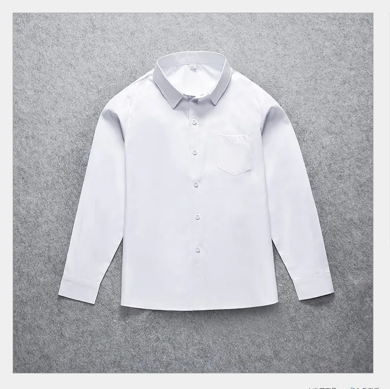 Детская Белая школьная форма, новая весенне-осенняя рубашка с длинными рукавами белая рубашка для выступлений студентов на возраст от 4 до 18 лет